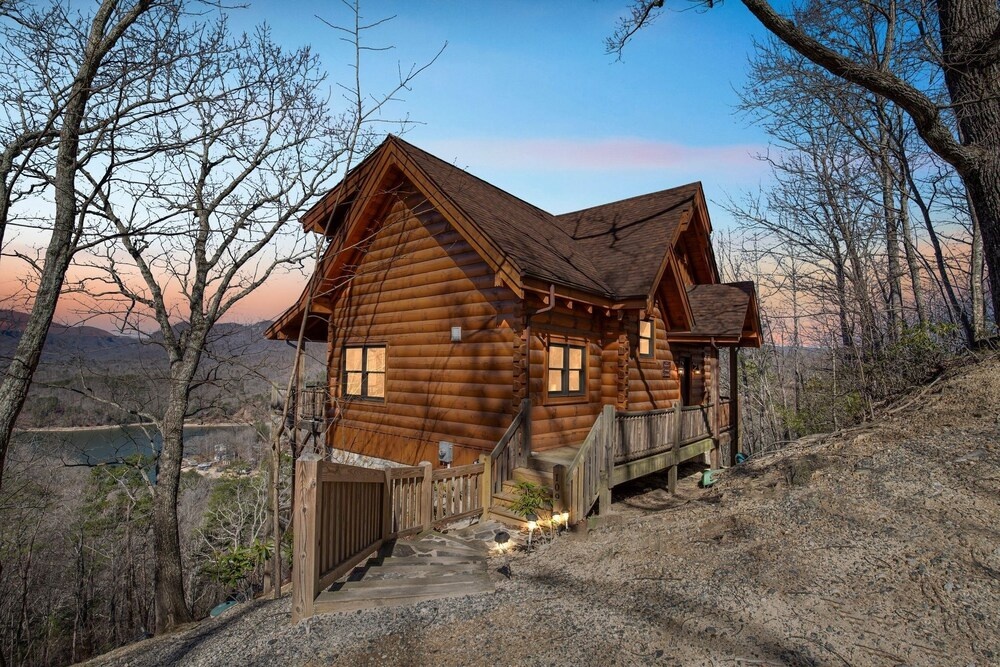 photo 1 of Spacious Cabin With Fantastic Long Range Mountain And Lake Views - Lake Lure - The Overlook 4 Bedroom Cabin by Sunscape Property Management