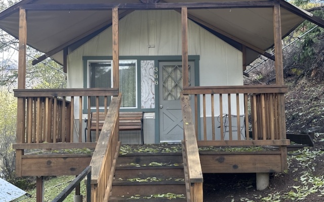 Tent with balcony