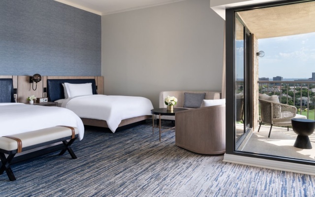 Tower Corner Twin room with balcony and with golf view