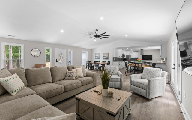 photo 5 of Lakefront Retreat With Private Dock, Pool, Game Room Sleeps 18