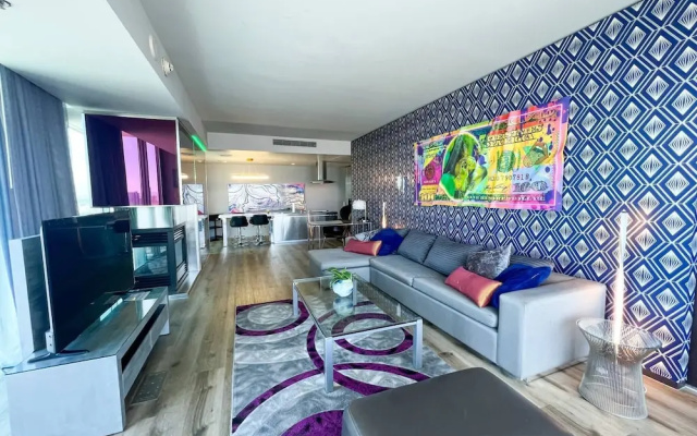 photo 5 of Panoramic Strip Views Open Balcony Free Parking High Floor Sleeps 4